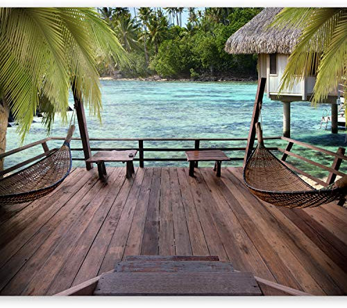 murando Fototapete selbstklebend Tropen 490x350cm - Foto Tapete Tapetenfolie Möbelfolie Wandverkleidung Wandtapete Motivtapeten Bildtapete Wohnzimmer 3d Effekt Modern Natur Landschaft Palmen Hawaii