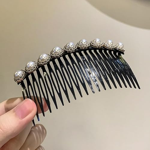 Haarkamm 2 Stück Perlenperlen Seitenhaar Twist Kamm Französisch Twist Kamm Haarspangen mit Zähnen für feines Haar Accessoires für Frauen Mädchen