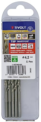 Tivoly 11457060420 5 Metallbohrer TSP Ø: 4,2 / L: 75 / HSS geschliffen – DIN338 – h8 – Schärfen Smart Point
