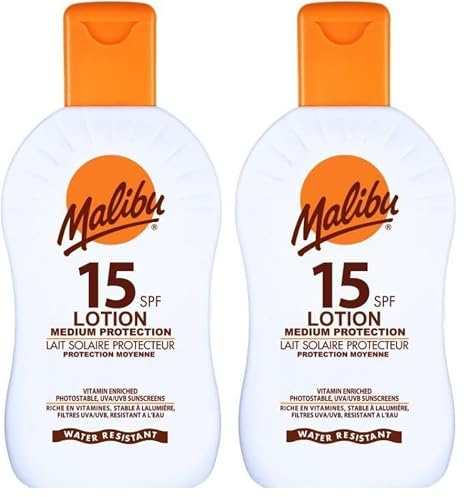 SPF 15 Lotion, Medium Protection Sun Cream, Water Resistant, Vitamin Enriched, 200ml (Pack of 2)