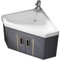 Eckwaschbecken mit Unterschrank,wandmontiertes keramikwaschbecken,freistehendes waschbecken ,waschbeckenunterschrank kleines waschbecken,Für Badezimmer, Waschküchen. ( Color : Gray , Size : 56*56cm )