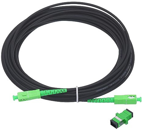 sourcing map 1Pcs 32.8Ft Single Mode Simplex OS2 Armored Fiber Optic Patch Cable LSZH SC/APC-SC/APC Jumper Optical Black for Fiber Optic LAN Networks with Adapter