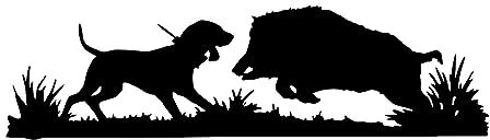 AMA SHOP Aufkleber Wildschwein mit Setter Mod.3 schwarz | Aufkleber für Helm, Motorrad, Wohnmobil, Boot | Autotuning