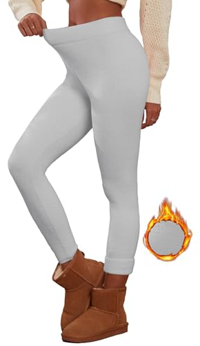 Famulily Damen Winterhosen Butt Lifting Leggings Tummy Control Stretchy Full Length Pants Daily Wear Grau XS/S