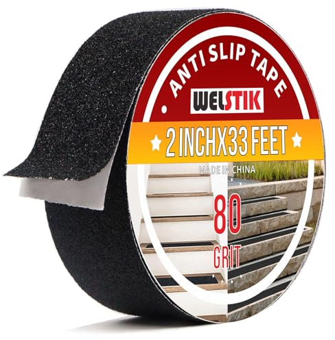 WELSTIK Heavy Duty Anti Slip Tape,Grip Tape,Friction,for Staircase Step Treads,Indoor,Outdoor Black,50mmx10m