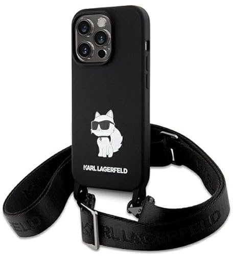 KARL LAGERFELD KLHCP15LSCBSCNK Hülle für iPhone 15 Pro 6.1 hardcase Schwarz Crossbody Silicone Choupette