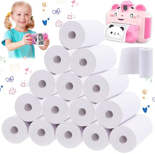 Lankai 15 Rollen Druckpapier Thermopapier, Thermopapier Für Kinderkamera, Thermodruckerpapier Weißes, Inkless Notes Printer, Für Sofortigen Drucken Von Fotos, Etiketten (57 x 30mm)