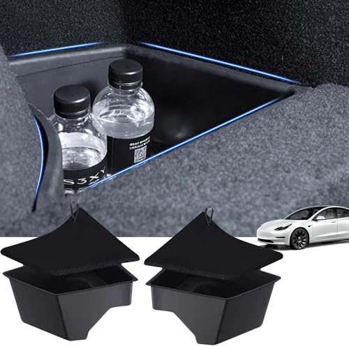 Arcoche Rear Trunk Organizer Kofferraumtaschen Hinteren für Tesla Model 3 Highland, Kofferraum-Organizer Hinten Aufbewahrungsbehälter Koffer Hinten for 2025 2024 Tesla Model 3 Highland Zubehör