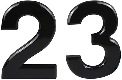 Black Door Numbers Stick On, 0-99, Letters A, B, C, D, 3'' House Numbers Self Adhesive Stickers, For Doors, Mail Boxes, Hotel Rooms (23)