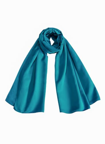 AOCZZ Damen Satin Stola Eleganter Schal für Abendparty Sommerschal für Hochzeitsgäste Schulterschal Damen festlich (Petrol)