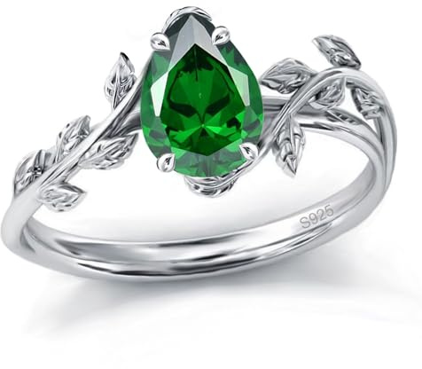 925 Sterling Silber Geburtsstein/Moosachat/Opal Ring für Damen, Weihnachten Ringe Verlobungsring Hochzeitsring für Mutter Frauen