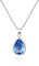 Linawe Aquamarine Blue Crystal Silver Chain Necklace for Women Trendy, Moonstone Imitation Diamond Opal Pendant Necklace, Iridescent Aurora Borealis Teardrop Necklace Set