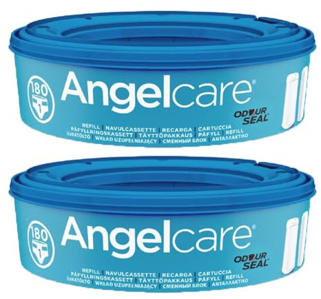 Angelcare Refill Cassettes 180 x 2 – Compatible with Angelcare Nappy Disposal System Odor-Sealing Baby Diaper Disposal System Refill With Welari Thank You Card | 2 Pack | Twin Pack