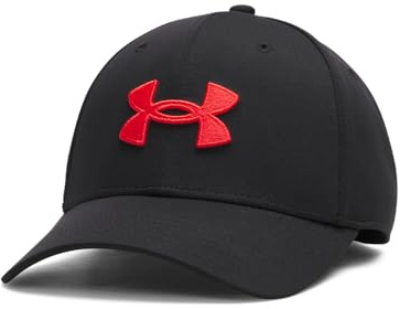 Under Armour Blitzing Cap Stretch Fit Chapeau, (005) Noir / / Rouge Racer, S/M Homme