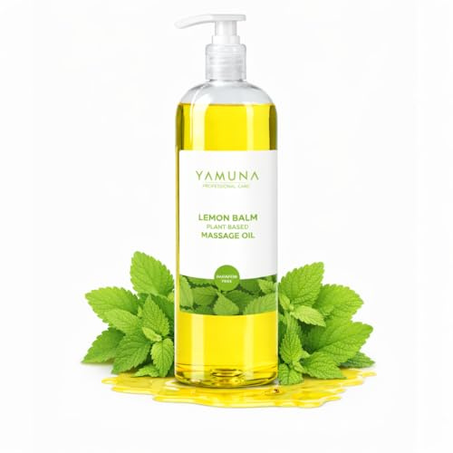YAMUNA NATURAL BEAUTY Massageöl, 100% pflanzlich, Naturkosmetik aus Ungarn. Professionelles Öl – frei von Paraffin und Parabenen für eine erfrischende Massage.Gratis Spender!(1000 ml, Zitronenmelisse)