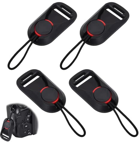 4 Pack Camera Strap Quick Release Buckles, Camera Neck Shoulder Strap Quick Release Loops Clips, Camera Strap Rapid Connectors, Universal Connection Buckle Adapter (Black)