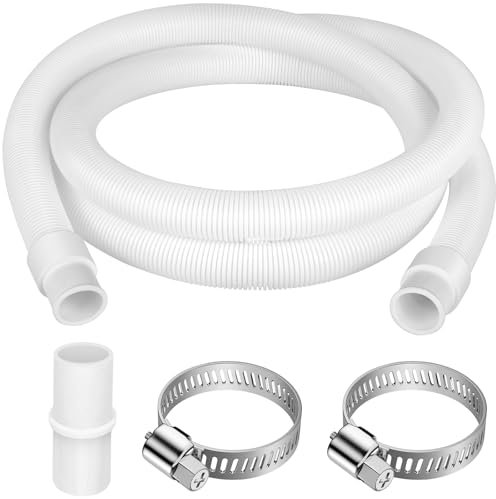 twoonto Drain Hose Extension for Washing Machines, 3M Universal Washing Machine Hose White, Drain Hose Dishwasher Extension Set Including Hose Connector and Hose Clamps