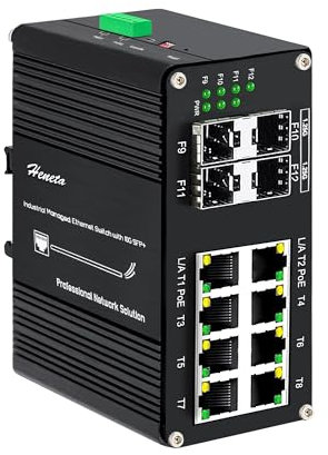Switch Ethernet industriale a 12 porte Switch in fibra gestito Gigabit PoE+ L2 con 4 porte SFP 1000Base-X + 8 porte RJ45 10/100/1000T, gestione della larghezza di banda, IP40, ingresso 48~57 VDC
