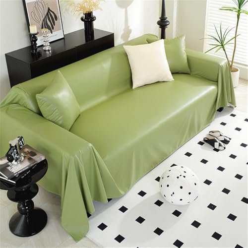 Highdi Sofadecke, 1 2 3 4 Sitzer Sofa Überwurf L Form Sofabezug PU Leder Universelle Groß rutschfeste Couch Überzug Sofa Cover Decke für sitzfläche (180x420cm,Grün)
