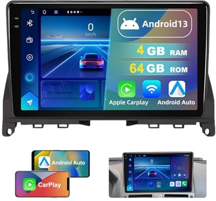 DVRMEDIA Android Autoradio 4GB+64GB für Mercedes-Benz C Class 3 W204 S204 2006-2011, 9 Touchscreen mit Bluetooth Radio kabellos CarPlay Android Auto 1080P Rückfahrkamera GPS WiFi DSP