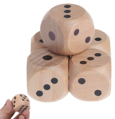IKOPFLN 5 Pezzi Dadi da gioco, dadi legno, gioco dei dadi, Giochi di Carte Accessori per Giochi di società, 30mm