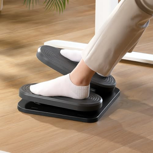 Spacetronik Ergonomische Fußstütze Schreibtisch mit Mini-Stepper-Funktion, Fußablage Schreibtisch mit Rutschfeste Basis, Fitness und Entspannung, Home Office Gadgets (Schwarz)