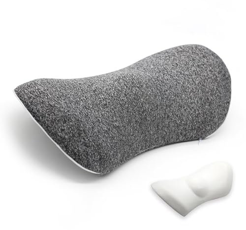 Edumov Lendenwirbelkissen, Ergonomisches Rückenkissen, Memory Foam Lendenkissen Auto, Komfort Rückenstützkissen zur Druckentlastung, Rückenpolster für Bett/Stuhl/Autositz/Bürostuhl (Grau)
