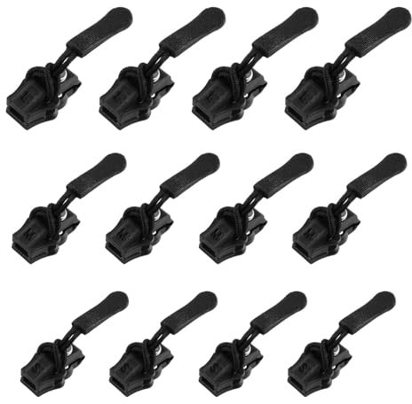 12 Pezzi Cursori per Cerniere Lampo, Ripara Cerniere Lampo Kit di Riparazione per Cerniere Lampo, Cursore Cerniera Universale per Giacche Borse Valigie Jeans Abbigliamento, Grandi, Medie, Piccole