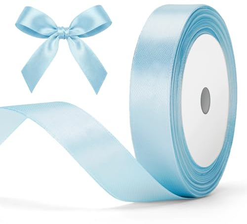 G2PLUS Babyblau Satinband 20mm: Dekoration Geschenkband, 22m Schleifenband zum Bastel, Dekoband für Geschenkverpackung, Dekoration