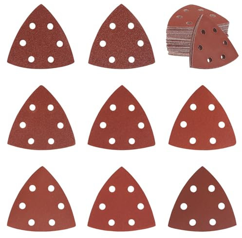120 Stück Schleifpapier Dreieckschleifer 93x93x93mm Deltaschleifer Schleifpapier Körnung 40 60 80 120 180 240 320 400 Schleifblätter Klett Schleifdreiecke für Holz Metall Gips
