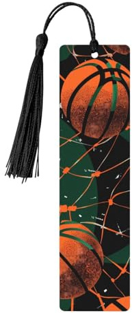Vintage-Lesezeichen aus Holz mit Basketballnetz und Tasse, Sportball-Lesezeichen für Frauen und Männer, Buchliebhaber, Seitenmarkierungen für Schüler, Lehrer, Leser, Schriftsteller, Geschenke
