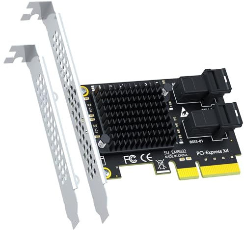 GLOTRENDS SF22 Carte Adaptateur 2 Ports SFF-8643 (Mini-SAS HD) vers PCIE 3.0 X4 avec Fonction de Bifurcation PCIe, Support Standard et à Profil Bas