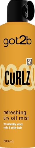 got2b Curlz Refreshing Dry Oil Mist 200ml – Lightweight Hair Oil Spray for Curly & Wavy Hair – Shine, Hydration & Frizz Control