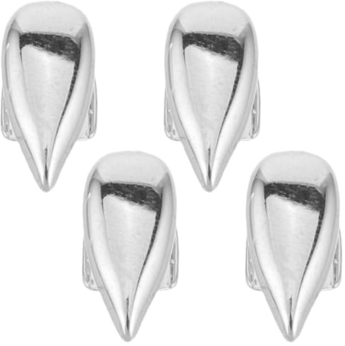 Supvox 4er-Pack Hip-Hop-Grills, kupferfarbene Vampirzahnkappen in Tropfenform, silberplattierter Zahnschmuck für Eckzähne, herausnehmbare Grills für Streetwear und Urbane Mode