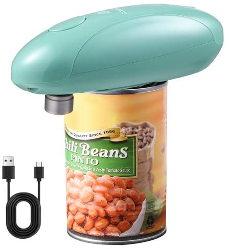 Can Openers for Arthritic Hands,Upgraded One Touch Tin Opener Electric,Smooth Edge Cutting,USB Type-C Charging,Built-in Lid Lifter, Rechargeable Electric Can Opener (Green)