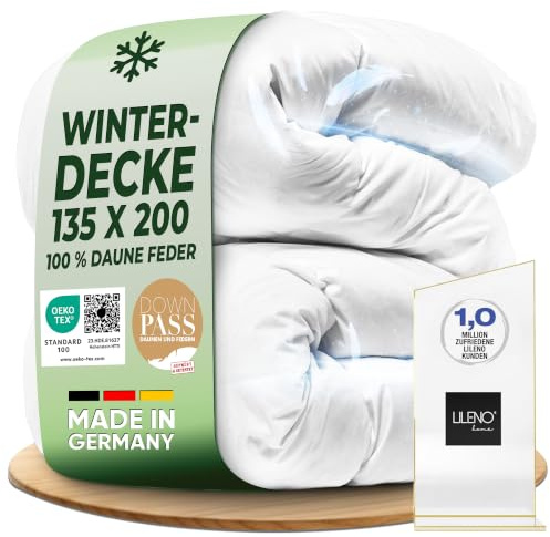 LILENO HOME Winter Feder- und Daunendecke 135x200 - Flüsterleise, | Wolkenweiche & dicke Feder Daunendecke extra warm - Made in Germany, Oeko-Tex & 60°C Waschbar