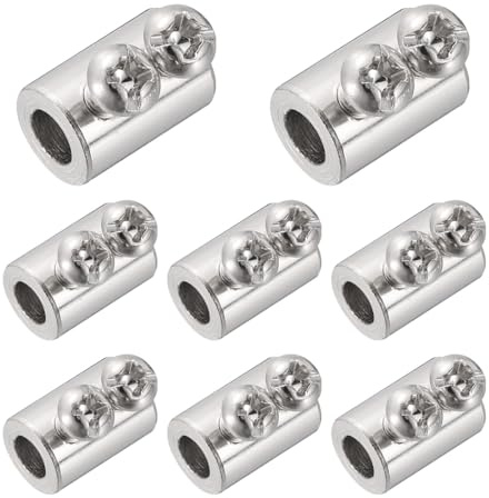 PATIKIL 8 Pcs Wire Rope Cable Clamp, 12 x 8mm Iron Double Hole Wire Rope Clips Adjustable Lock Crimping Loop Sleeve Stop for 4.2mm Dia Cable, Silver