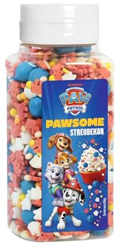 RUF PAW Patrol Tortendeko, essbare Pfoten-Streudeko mehrfarbig, PAW PATROL Geburtstag Deko für Geburtstagskuchen und Muffins, 130 g