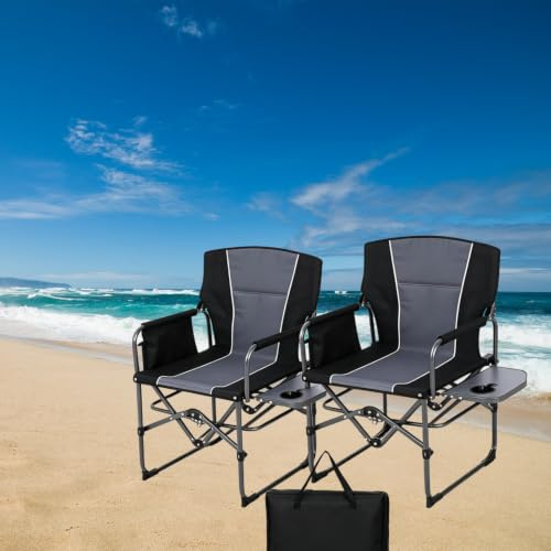 2 Chaises De Camping Fauteuil Pliable Légère,Avec Housse De Transport Pratique Et Porte‑Gobelet Chaises Pliantes Facile à Plier Et à Transporter Stable Confort Camping,Pêche, Jardin, Plage, Balcon
