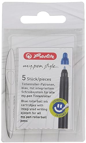 Herlitz 11378999 Tintenroller-Patronen my.pen, 5 Stück, blau