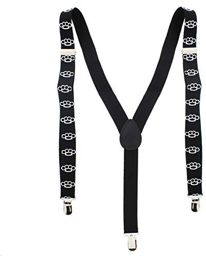 Zac's Alter Ego Men/Ladies Adjustable White Knuckle Duster Braces/Suspenders
