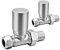 Reina Portland Chrome Brushed Manual Steel Radiator and Towel Rail Valve Pair Straight