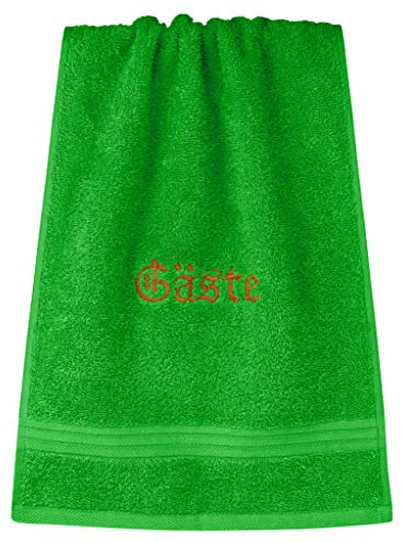 Lashuma Frottee Handtuch Bestickt mit Gäste, Linz Händehandtuch Forst – Grün, Gästetuch 30x50 cm
