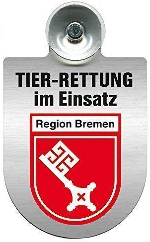 Einsatzschild mit Saugnapf Tier Rettung im Einsatz 393839 incl. Regionenwappen nach Wahl Color Region Bremen
