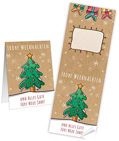 Logbuch-Verlag 25 Aufkleber Frohe Weihnachten und alles Gute fürs Neue Jahr Sticker Kunden Verpackung Namensaufkleber Sticker Etikett Kundengeschenke 7 x 21 cm