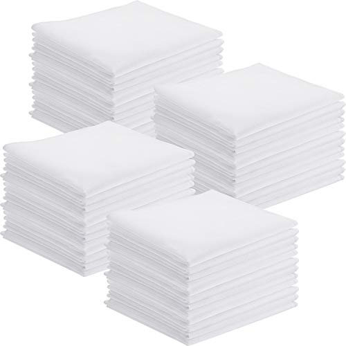 Leinuosen 50 Packung Taschentücher Baumwolle Klassisch Taschentücher Einstecktuch Weiß für Kinder Mädchen Junge Tee Party (11 x 11 Zoll)