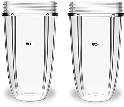 Large Cups for Compatible with Nutribullet 32OZ Replacement Parts 600W/900w Blender Juicer Mixer (Pack of 2) by Poweka