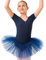 tanzmuster ® Ballettkleid Mädchen Tutu - Nele- aus weichem Baumwollstoff mit Glitzersteinen fürs Kinder Ballett Ballettbody Ballett Trikot, Marineblau 164-170