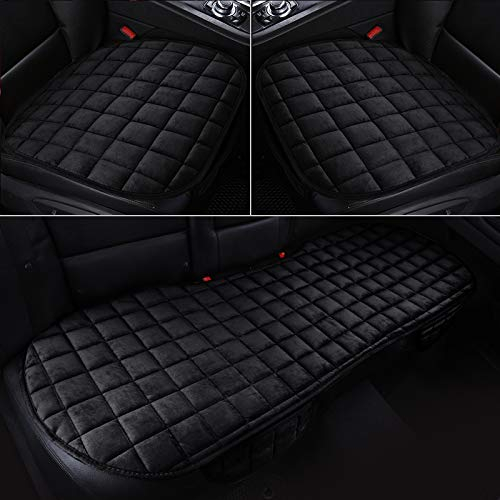 HONCENMAX Auto Sitzauflage Sitzbezüge Sitzkissen Autoabdeckung Auto Sitzauflagen - rutschfest/Weich Plüsch [Ohne Rückenlehne]- 2 Vordersitzbezüge und 1 Rücksitzbezug