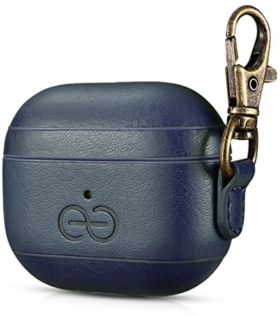 Dreem Om AirPods 3 Funda de Cuero Vegano con Clip - Compatible con Auriculares inalámbricos Bluetooth de Apple para iPhone - Azul Francia